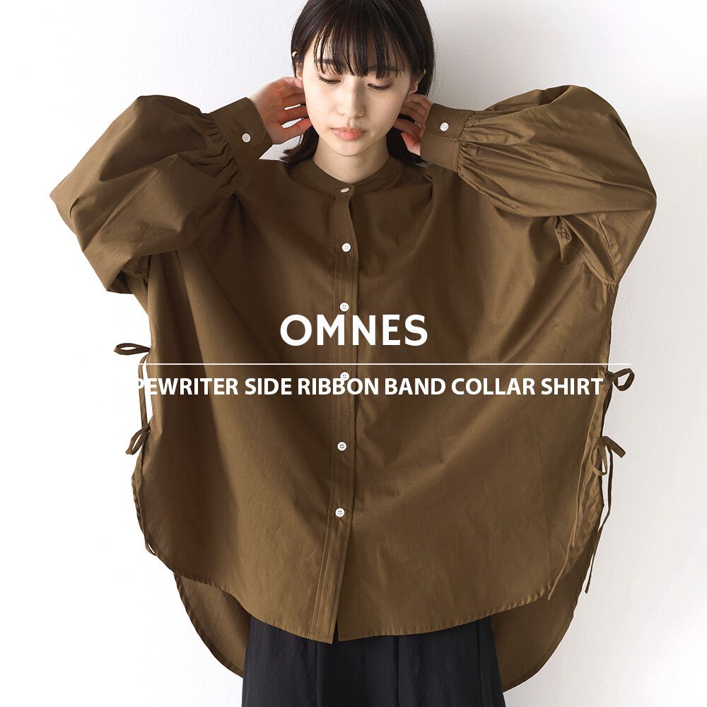 日本 OMNES - 優雅側綁帶立領氣球袖襯衫-時尚黑