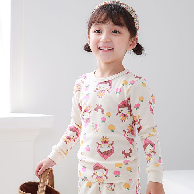 正韓 Cogibu - 極舒適無螢光劑 100% 有機棉幼兒/兒童睡衣/家居服套裝組-小紅帽