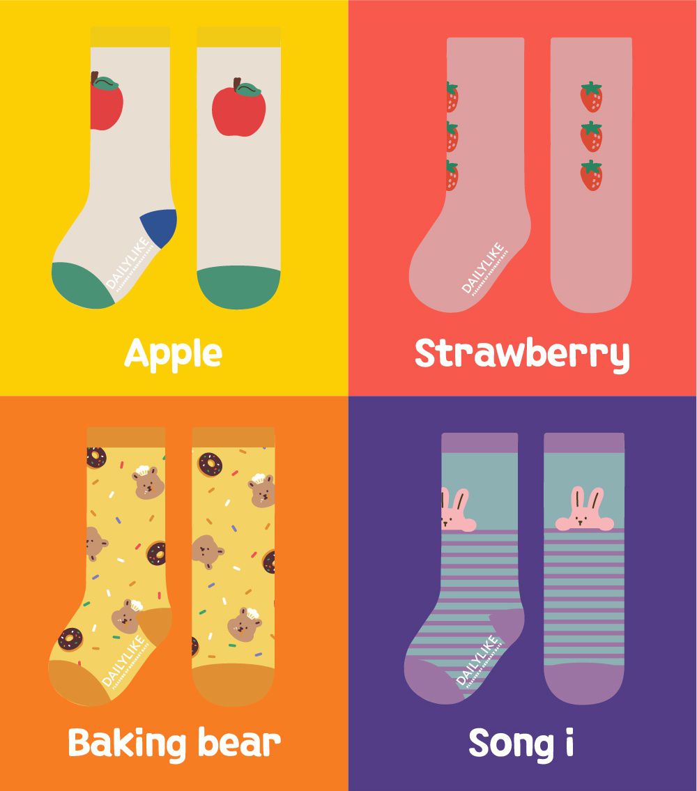 韓國 Daily Like - 兒童襪子/長筒襪4入組