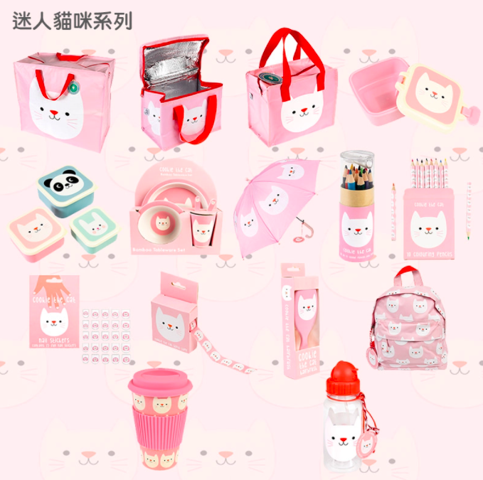 英國 Rex London - 色鉛筆/畫筆12色+削鉛筆機二合一組-迷人貓咪