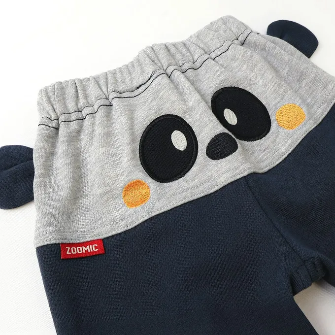 日本 ZOOLAND - 可愛熊耳朵裏毛七分褲-貓熊-海軍藍