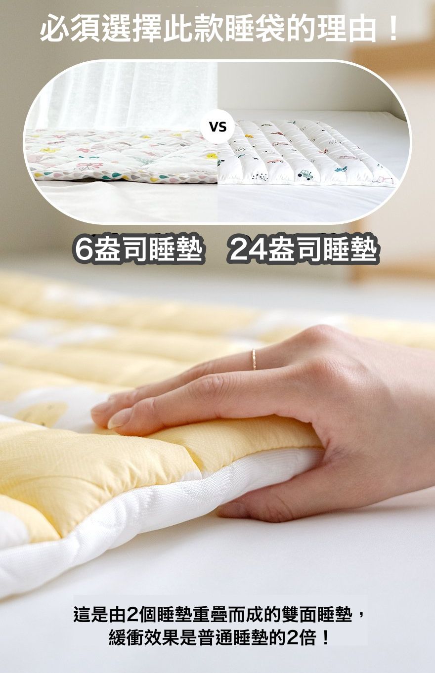 韓國 Formongde - 4cm厚純棉四季雙面用涼感睡袋/寢具-黃底微笑花