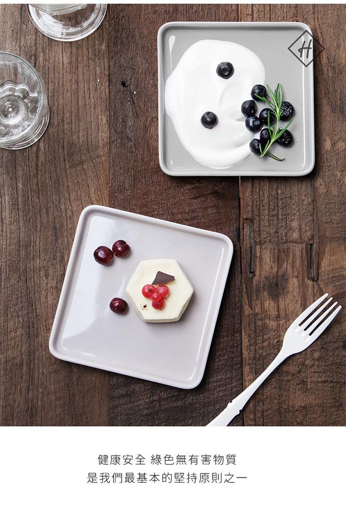 韓國 SSUEIM - LEED系列莫蘭迪陶瓷方形淺盤14cm (灰色)