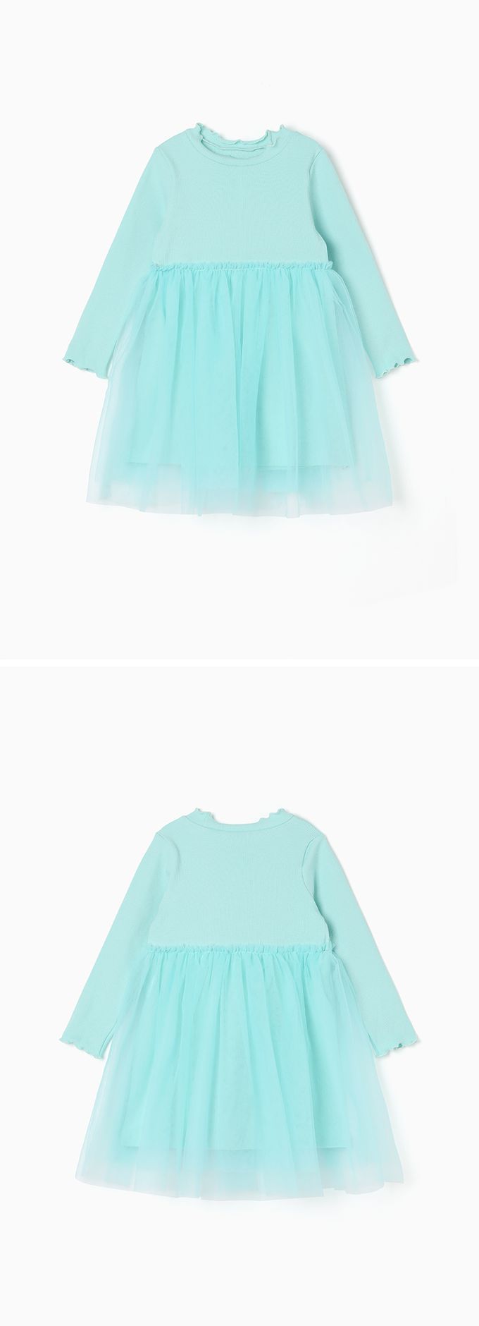 韓國 OZKIZ - 糖果色網紗拼接連身洋裝-粉