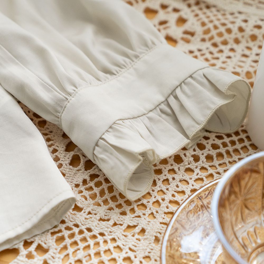 氣質荷葉邊長袖襯衫-黑色