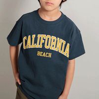 日本 BRANSHES - 100%棉 街頭印花短袖上衣-CALIFORNIA-海軍藍