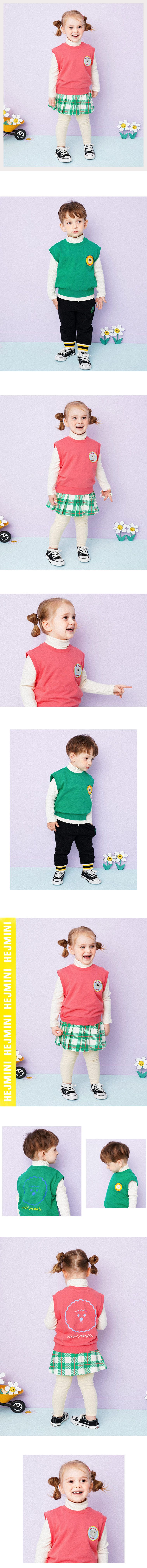 韓國 HEJMINI - 小狗徽章小背心-草莓粉