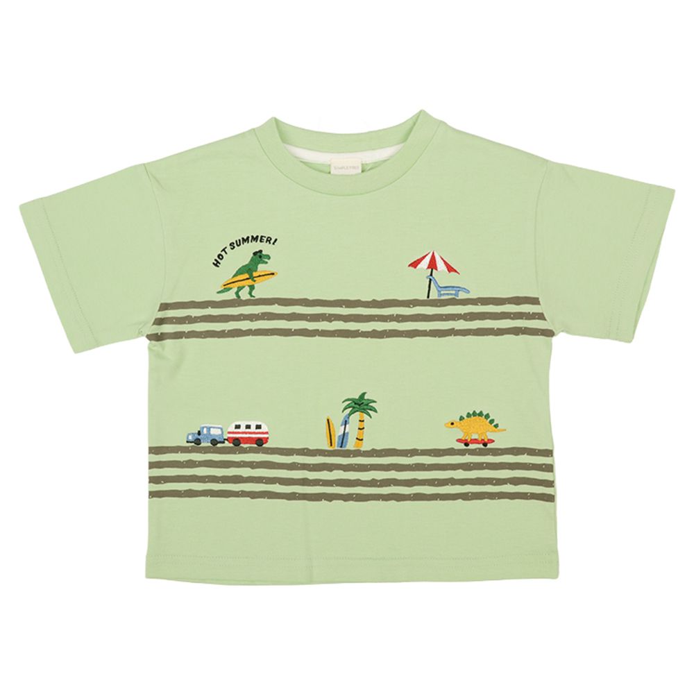 短袖T恤-局部刺繡-綠色