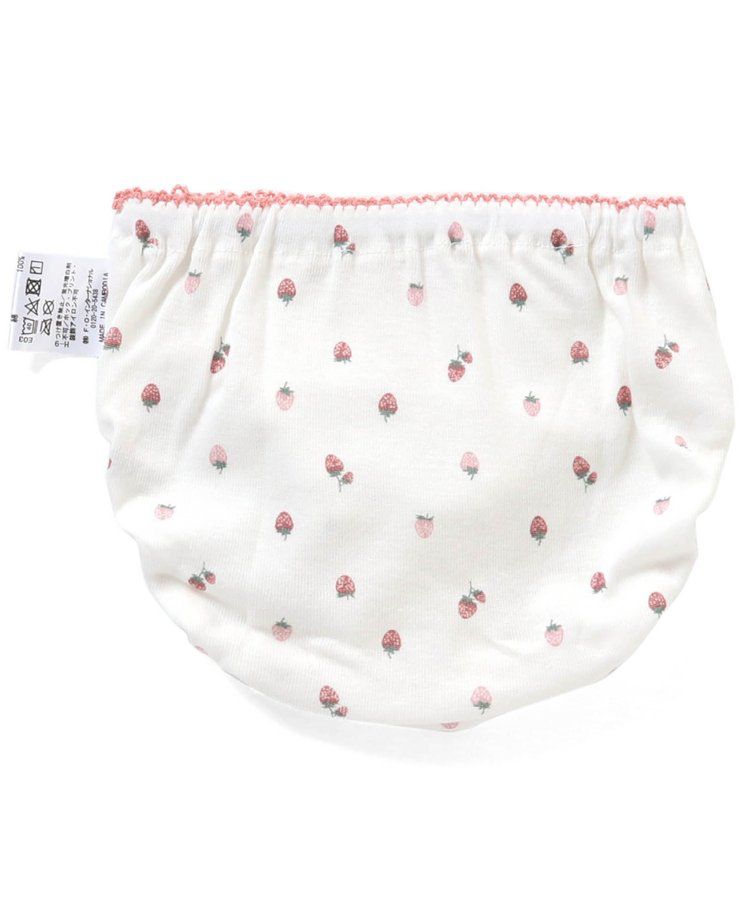 日本 apres les cours - 100%棉 舒適花苞三角內褲(女童)-草莓-象牙白