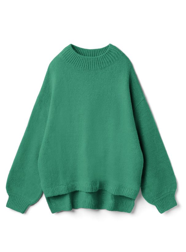 日本 GRL - 微立領顯瘦落肩針織毛衣-象牙杏 (F)