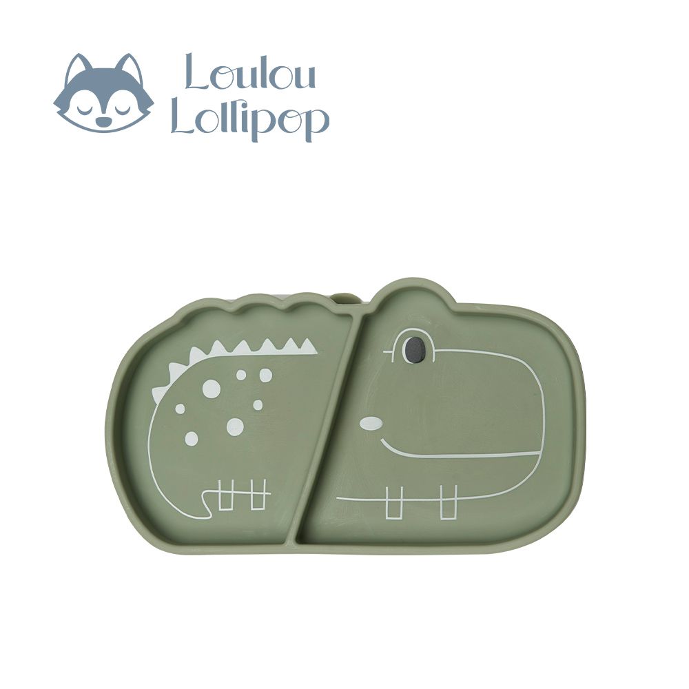 動物造型 防滑矽膠餐盤-微笑鱷魚