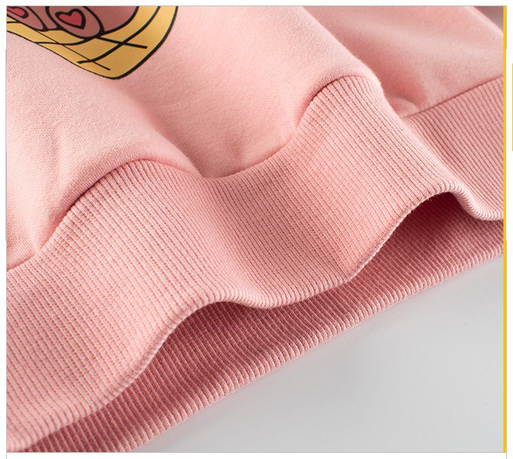 加絨圓領長袖上衣/大學T-夏日熊熊-粉色