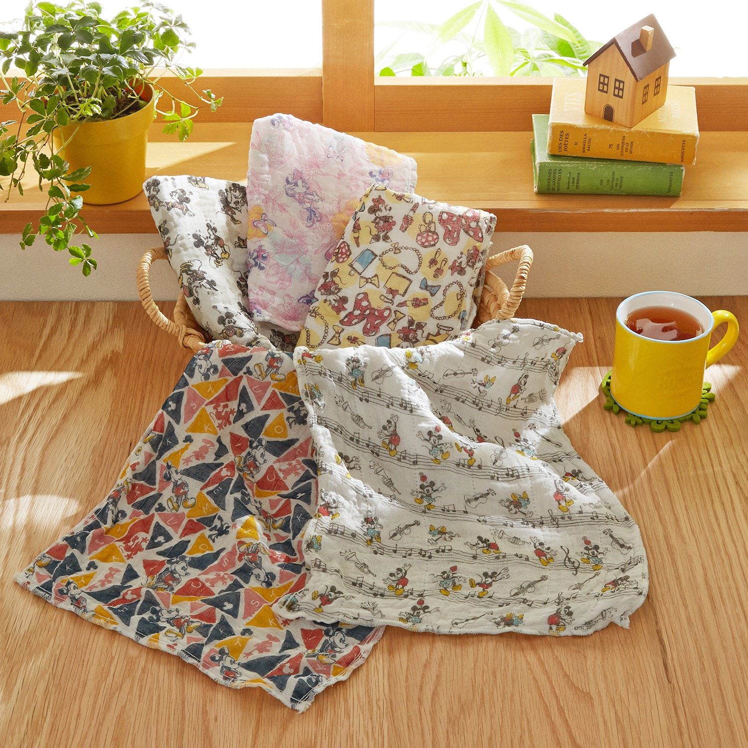 日本千趣會 - 日本製 迪士尼 奈良蚊帳生地吸水抹布-米妮粉色花朵 (30×40cm)