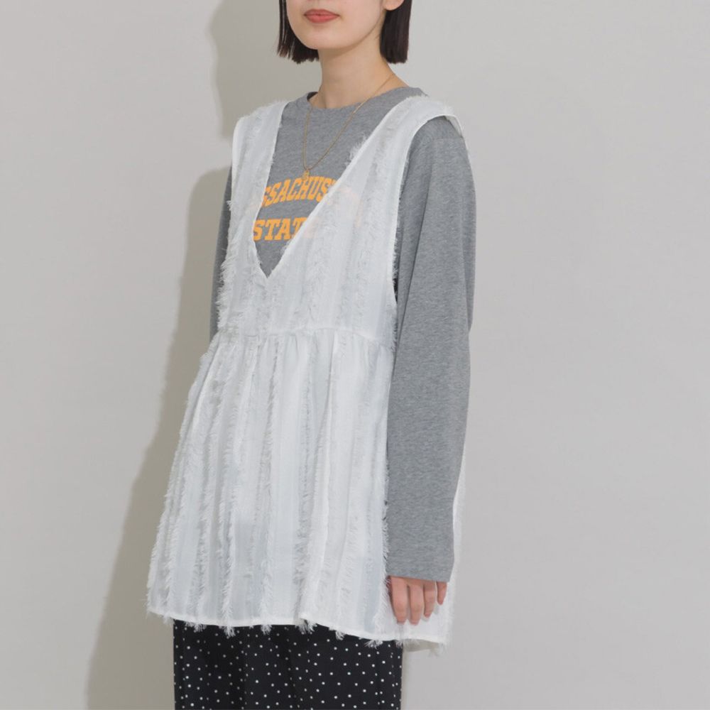 前後2way甜美流蘇造型穿搭背心-白