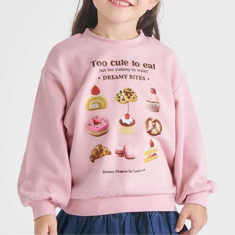 女孩系印花長袖上衣-甜點-粉紅