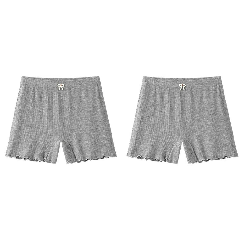 彈力螺紋透氣安全褲-兩入組-灰色+灰色