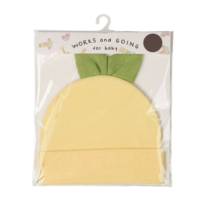 akachan honpo - 新生兒可戴針織帽-水果-黃色 (32~36cm)