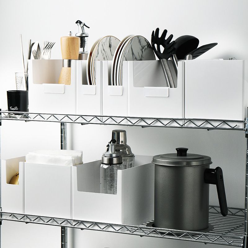 凹型多功能可堆疊收納盒-寬版大號 (14x28x15cm)-附卡扣便籤