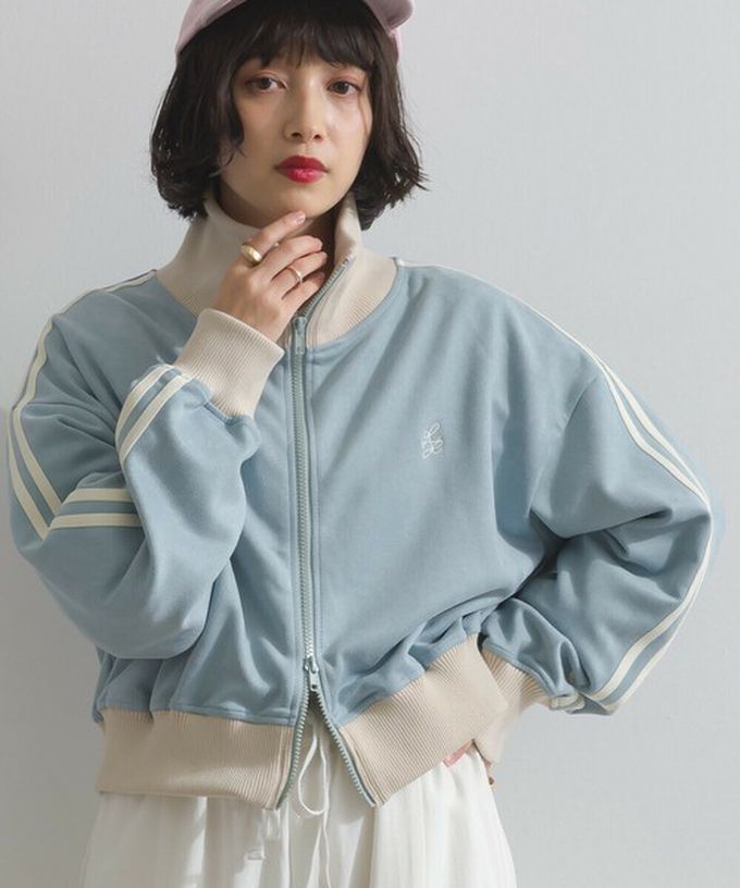 日本 ELENCARE DUE - 麂皮短絨休閒配色運動風夾克-炭黑x米杏領