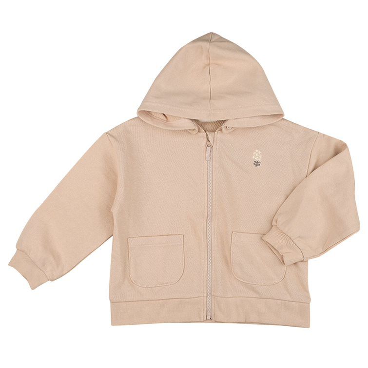 akachan honpo - 連帽外套-毛圈內裡-淺卡其色