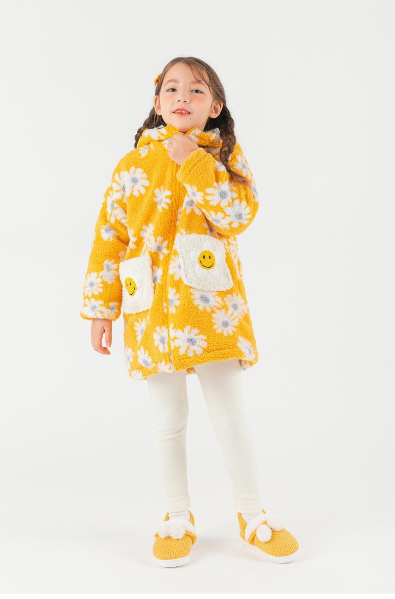 韓國 OZKIZ - 搖粒絨微笑雛菊大衣