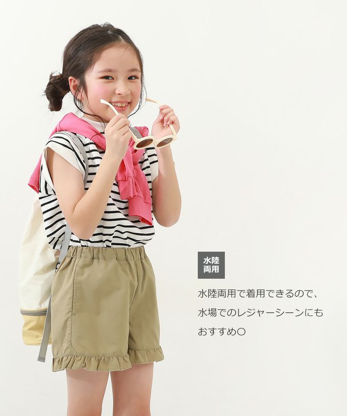 日本 devirock - 抗UV 水陸兩穿荷葉邊短褲-黑