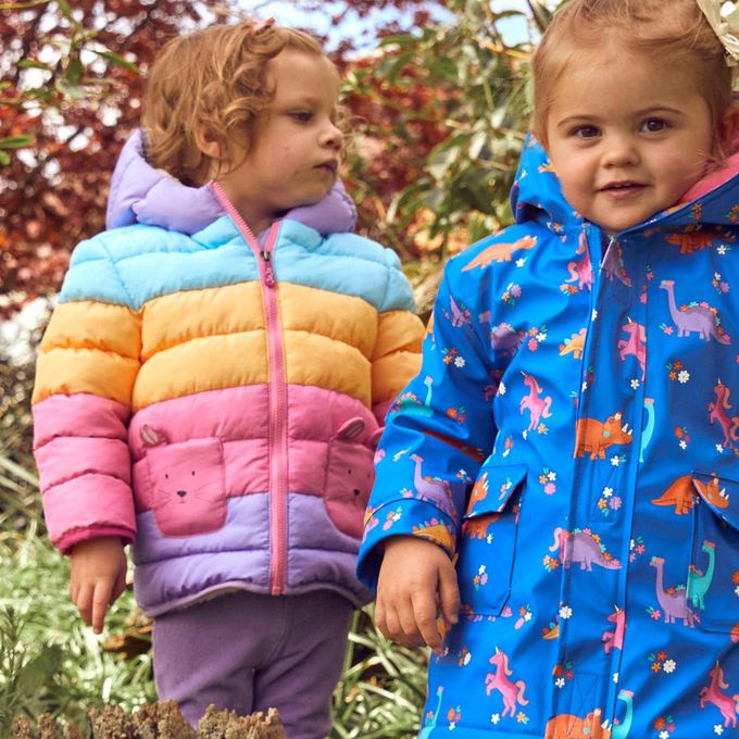 英國 JoJo Maman BeBe - 幼/兒童鋪棉蓬鬆保暖羊羔絨外套-彩虹萌鼠