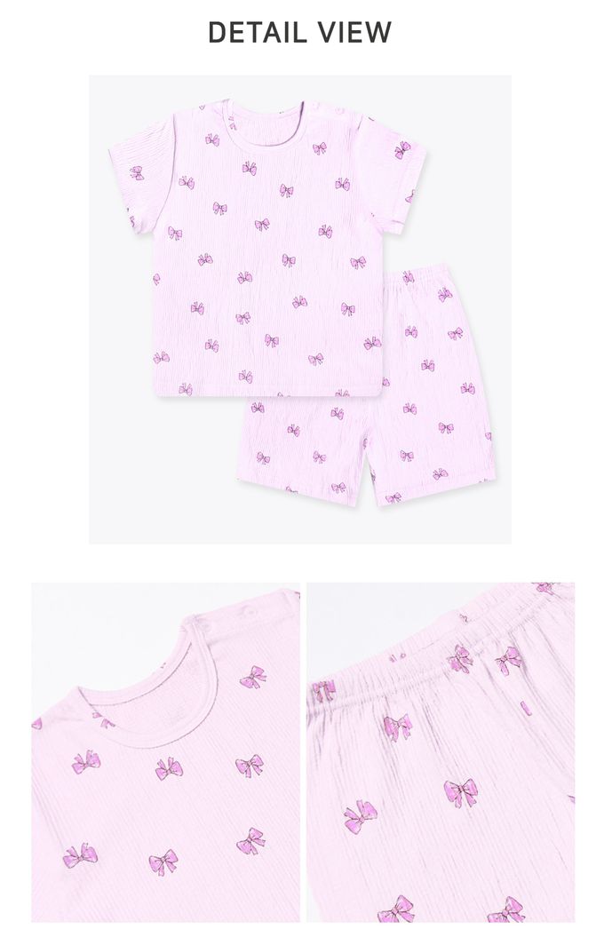 韓國 Mellisse - 韓製親膚彈性5分袖家居服(無螢光棉)-蝴蝶結