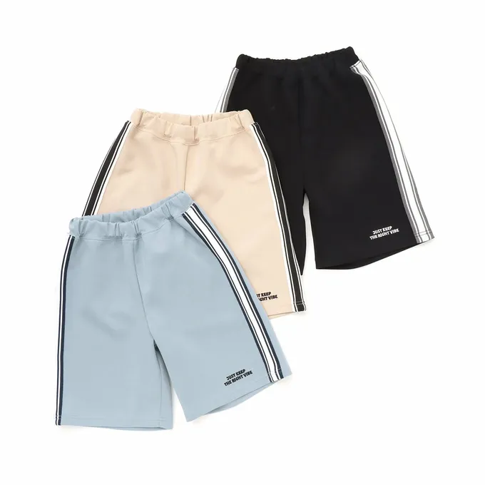 日本 b-ROOM - 通勤方便側邊條休閒短褲-黑