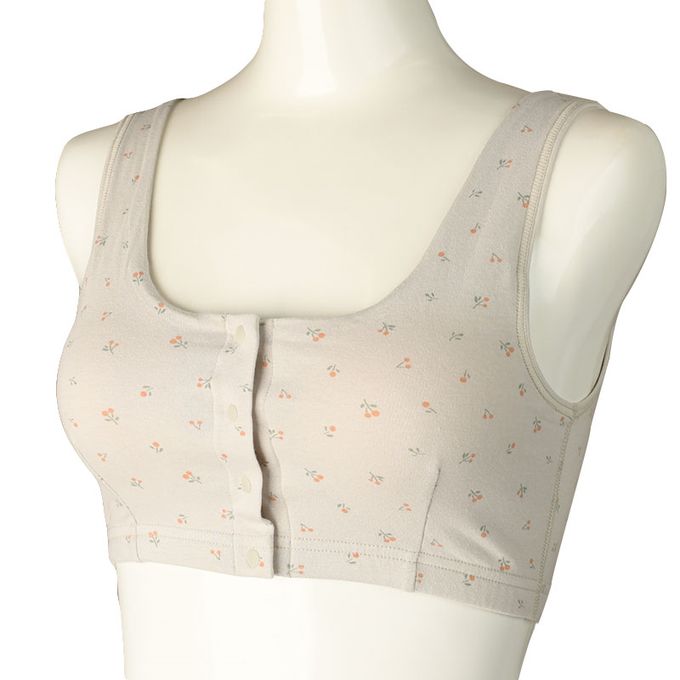 akachan honpo - 半截式內衣-前開式  小花-灰色