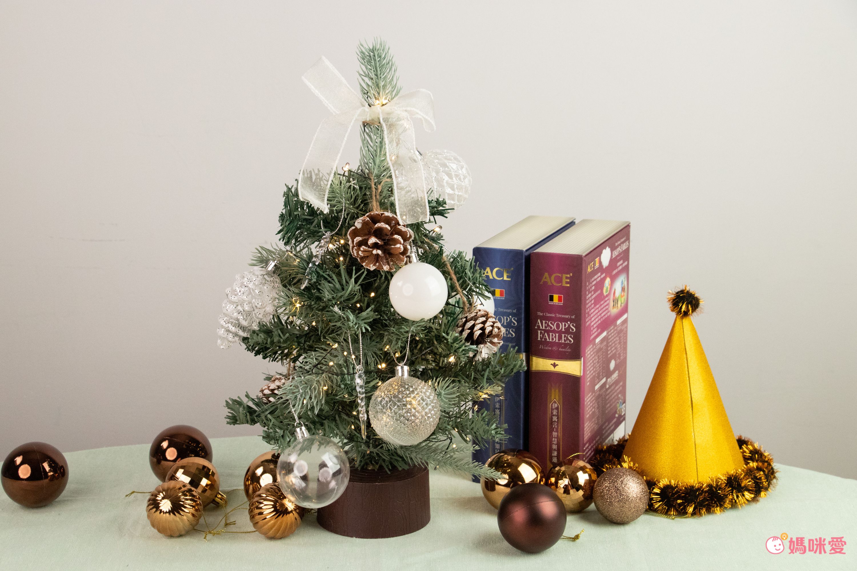 韓國 Bebe Deco - DIY迷你聖誕樹/聖誕樹燈飾組-復古霧紅 (30X45cm)