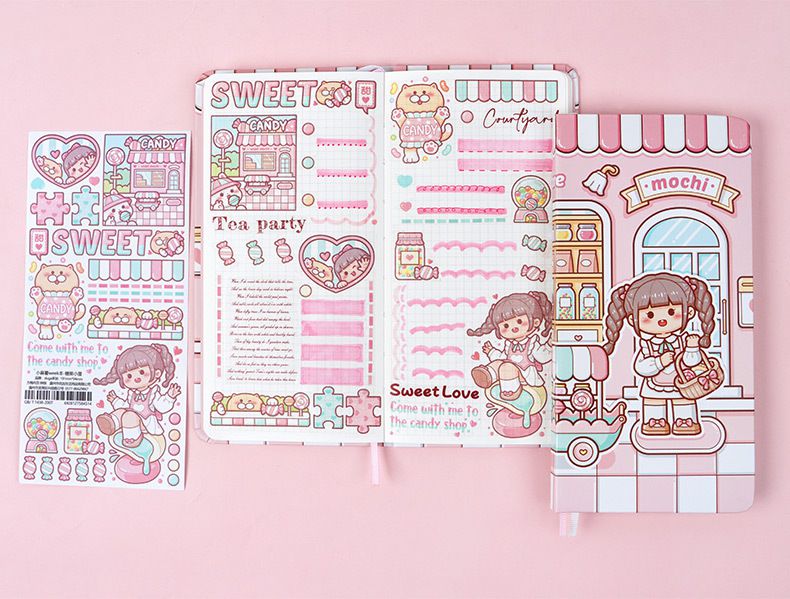 小麻糬方格內頁手帳本/筆記本-糖果小屋 (19.1x9.4cm)