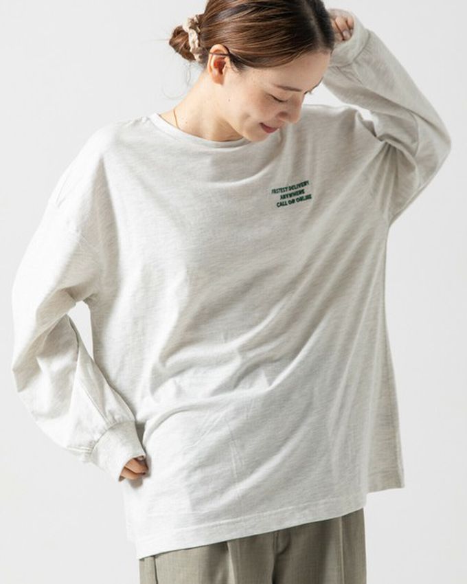 日本 gleam - 俏皮美式漢堡泡棉印花長袖T恤-白x粉紅