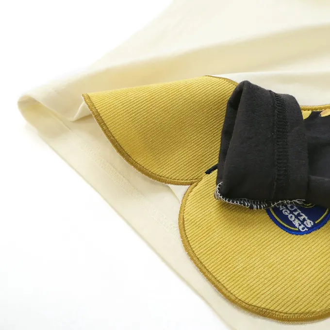 日本 ZOOLAND - 水果樂園 燈芯絨香蕉撞色長袖上衣-象牙白