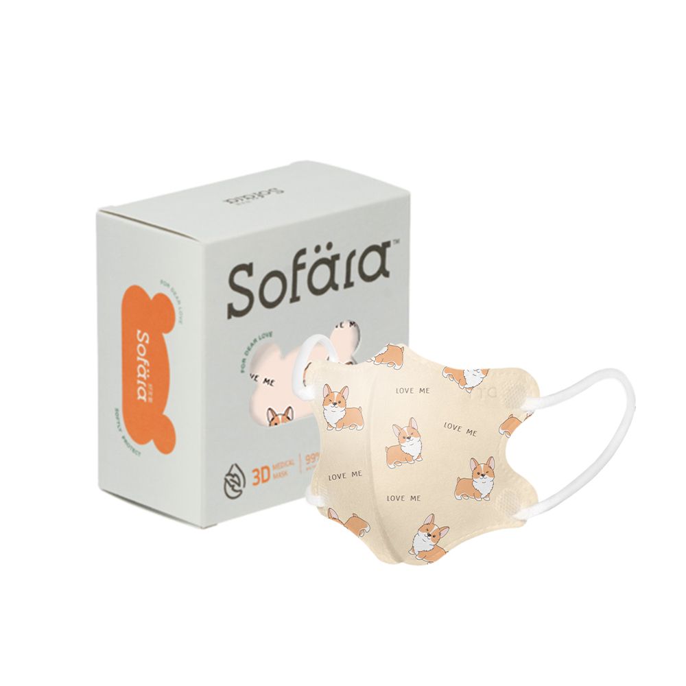 迷你幼(進階版)3D空氣口罩-短腿柯基款-1-3歲適用 (9.6X13.9cm)-30入/盒