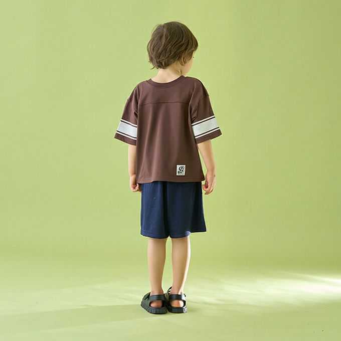 日本 b-ROOM - 正反都OK 落肩線條短袖上衣-黃