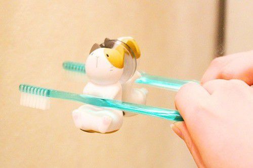 日本 Hashy - 造型牙刷支架-貓咪-花貓