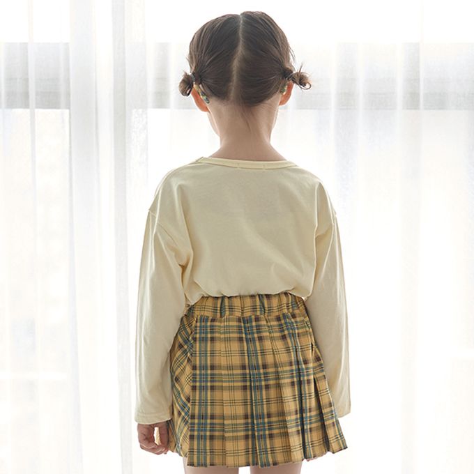 日本 Lycee mine - 純棉不易皺女孩印花長袖上衣-心型-咖啡