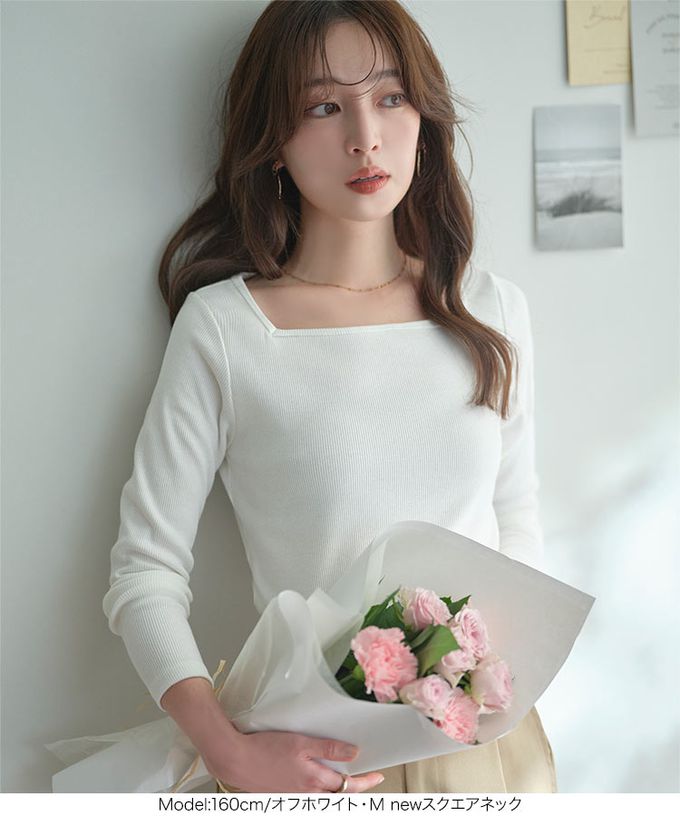 日本 Kobe Lettuce - 人氣商品 美型羅紋薄長袖上衣-(可選領)-米膚