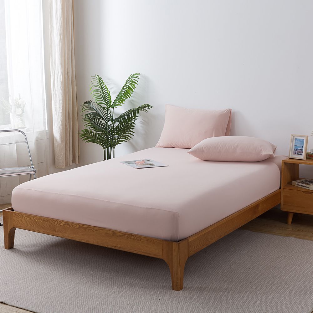 極致涼感抱冰枕套床包組-奶霜粉