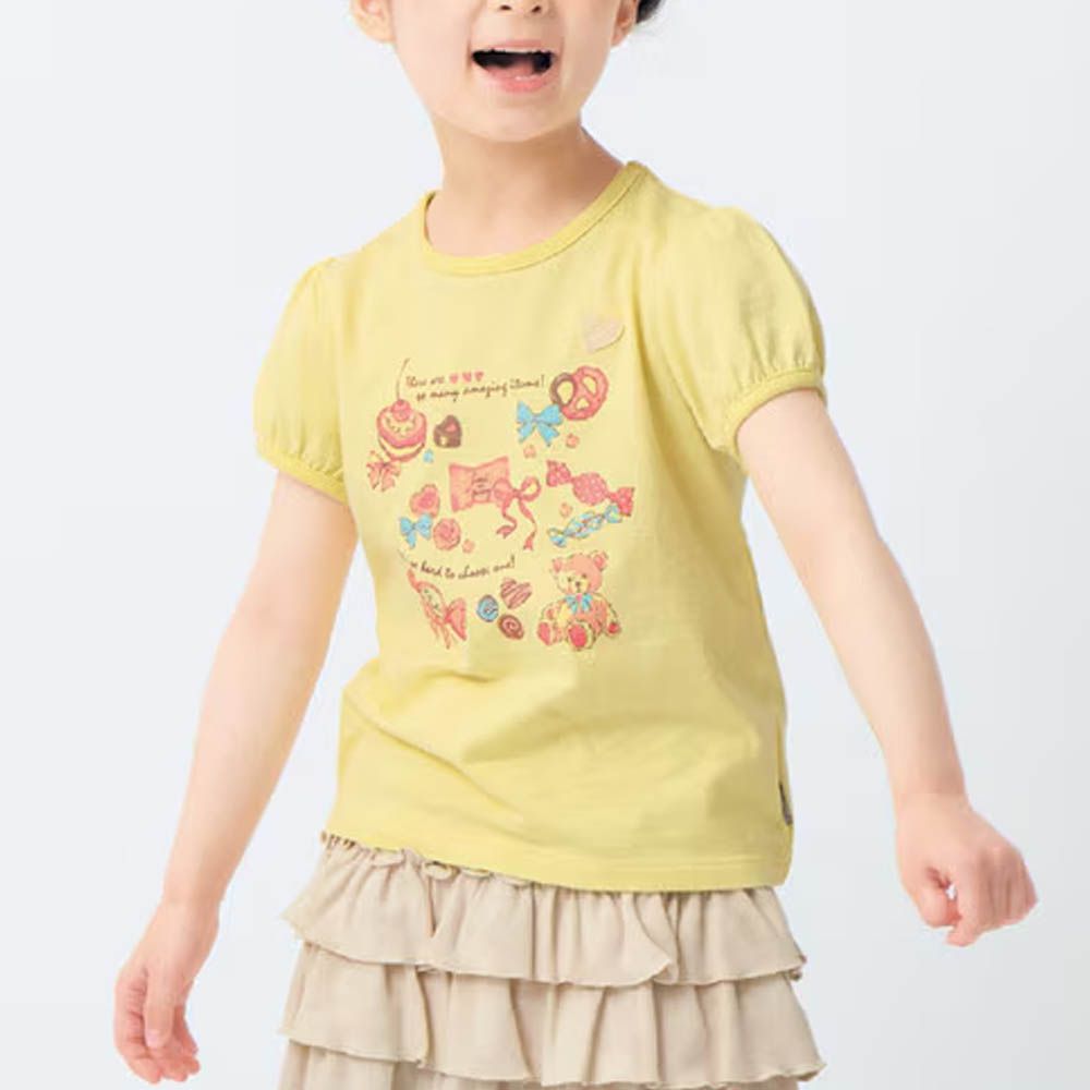 GITA 天竺棉泡泡袖上衣-甜點-黃