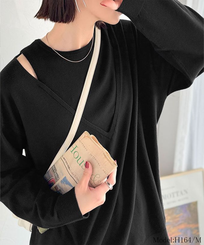 日本 Classical Elf - 假二件疊穿時尚露肩長袖上衣-黑