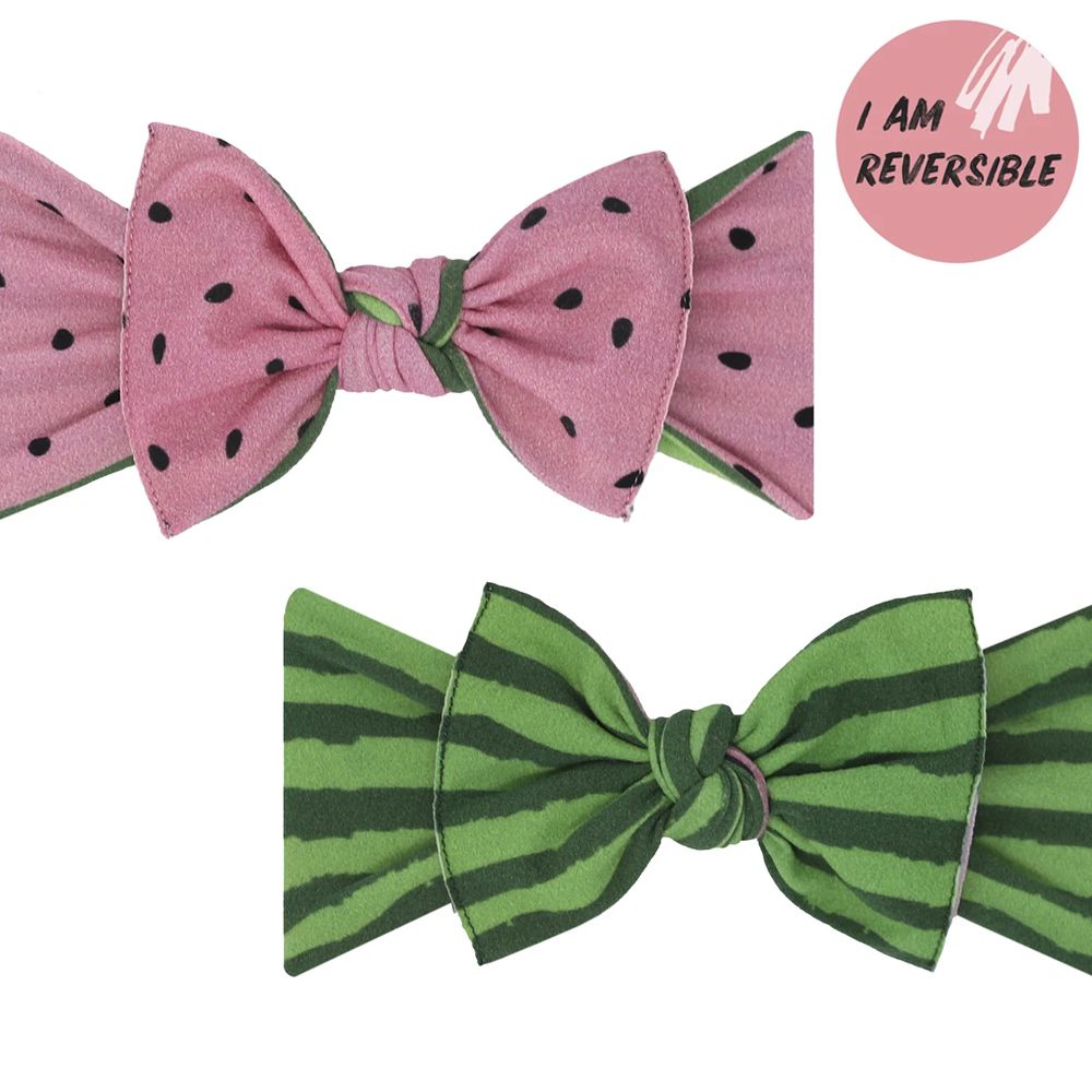 美國baby bling - 純手工極優雅細緻輕柔微彈性/毫無束縛感蝴蝶結髮帶/髮飾_印花雙面系列-甜蜜西瓜