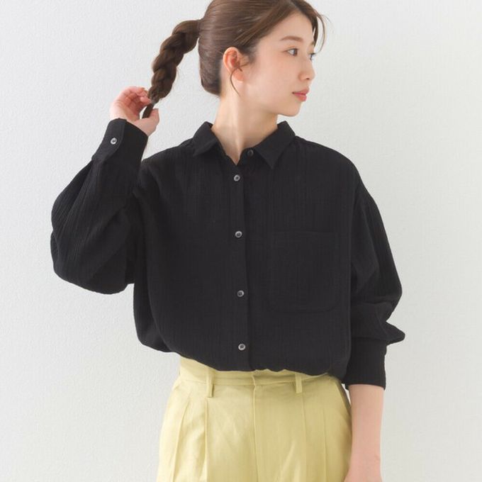 日本 OMNES - 100%印度棉 二重紗簡潔百搭襯衫-白