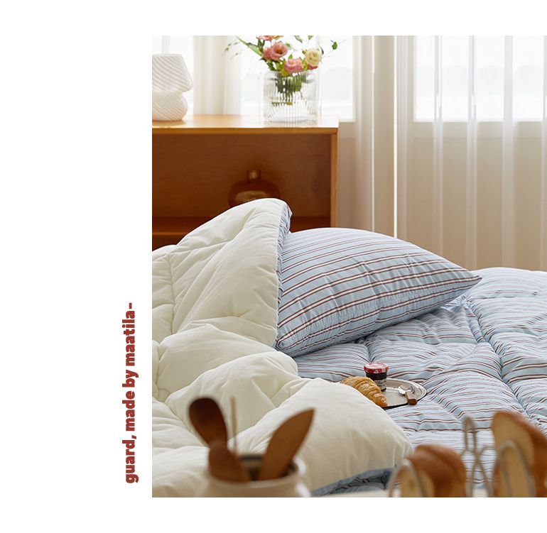 韓國 Maatila - 可水洗M2全方位抗菌防蟎棉被(冬被)-法式灰藍直紋