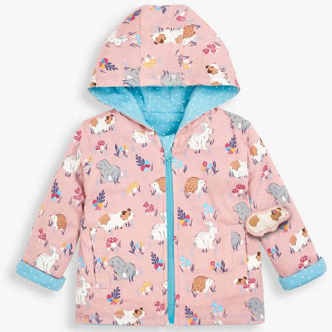 英國 JoJo Maman BeBe - 雙面穿100%純棉保暖連帽外套-天竺鼠