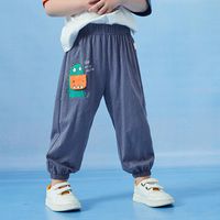 NC - 竹節棉束口長褲/空調褲/防蚊褲-大嘴恐龍-藍色
