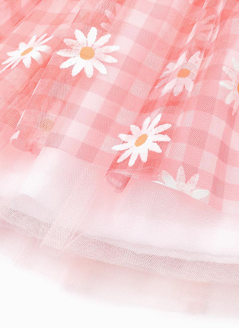 韓國 OZKIZ - 小白花格子紗短裙