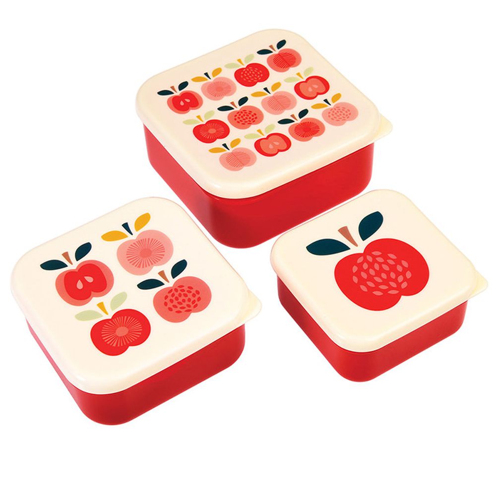 英國 Rex London - 餐盒/零食盒3入組-紅蘋果