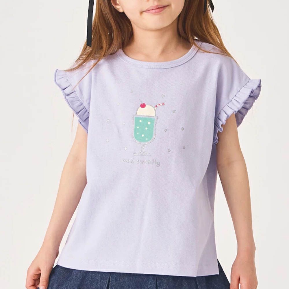 100%棉 閃亮亮聖代短袖上衣-藍紫